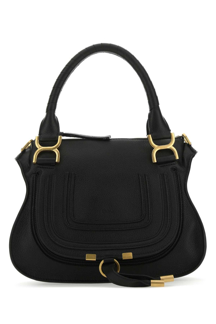 Chloé Marcie Medium Leather Handbag With Removable Shoulder Strap In Black