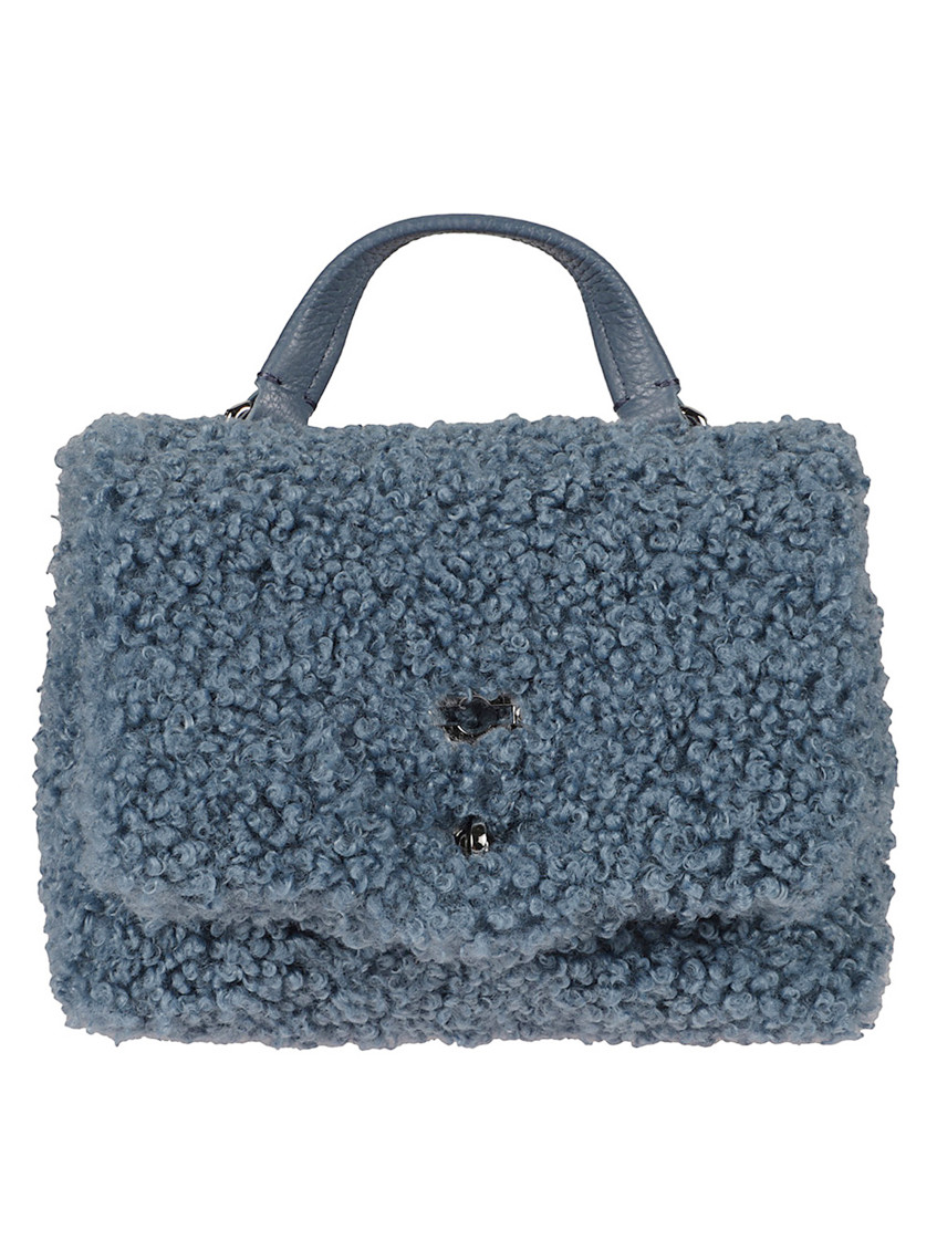 Zanellato Postina Shearling Top-handle Tote Bag In Blue