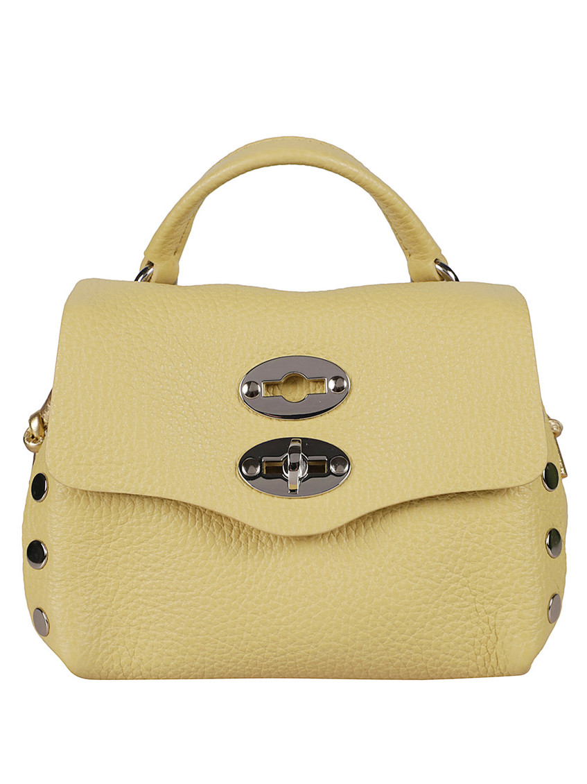 Zanellato Textured Leather Handbag With Flap Closure In Yellow
