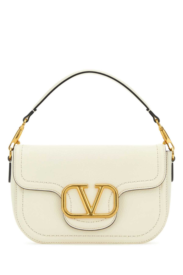 Valentino Garavani Women Ivory Leather Alltime Shoulder Bag In White