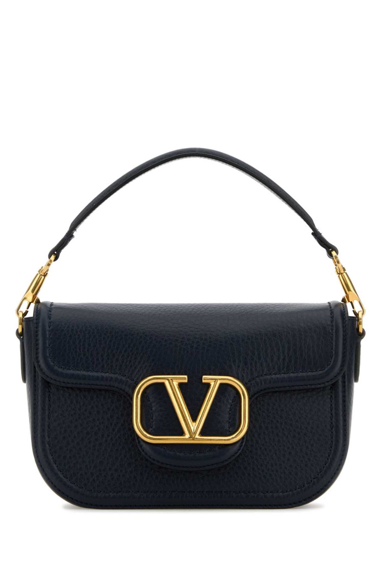 Valentino Midnight Blue Leather Alltime Shoulder Bag In Blue