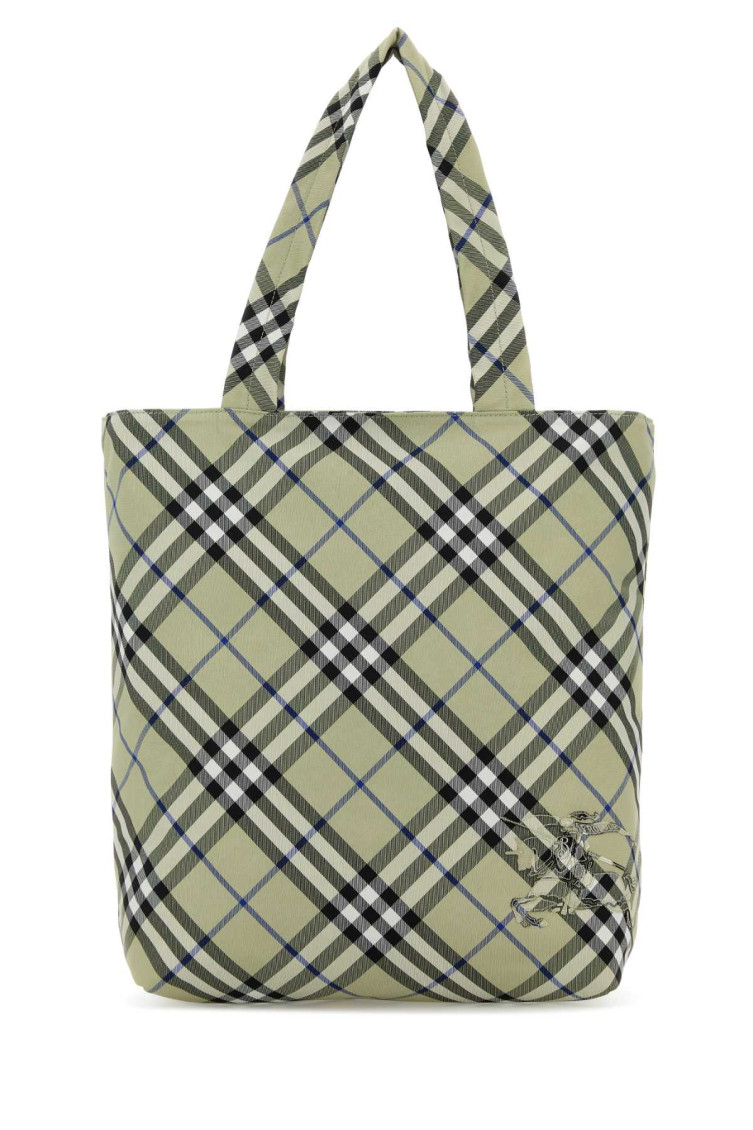 Burberry Equestrian Knight-embroidered Checked Tote Bag In Multi