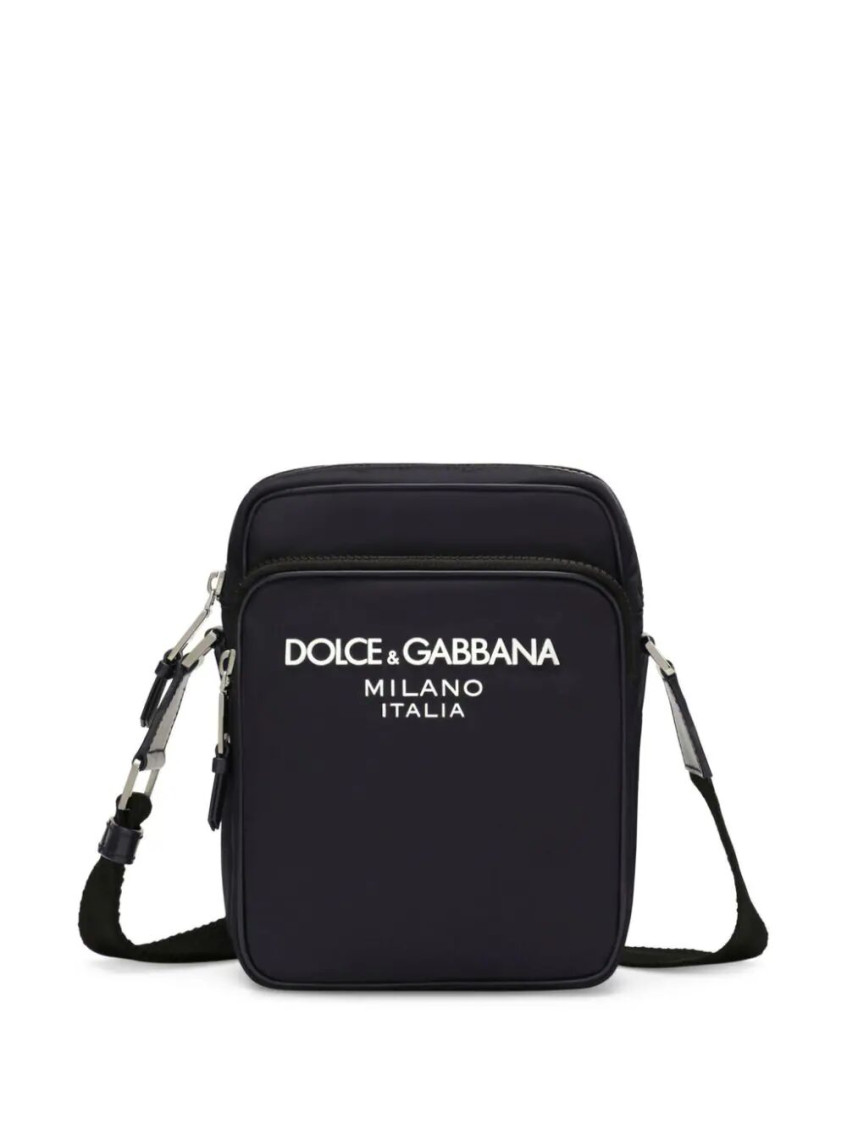 Dolce & Gabbana Black Logo-print Crossbody Bag In Black