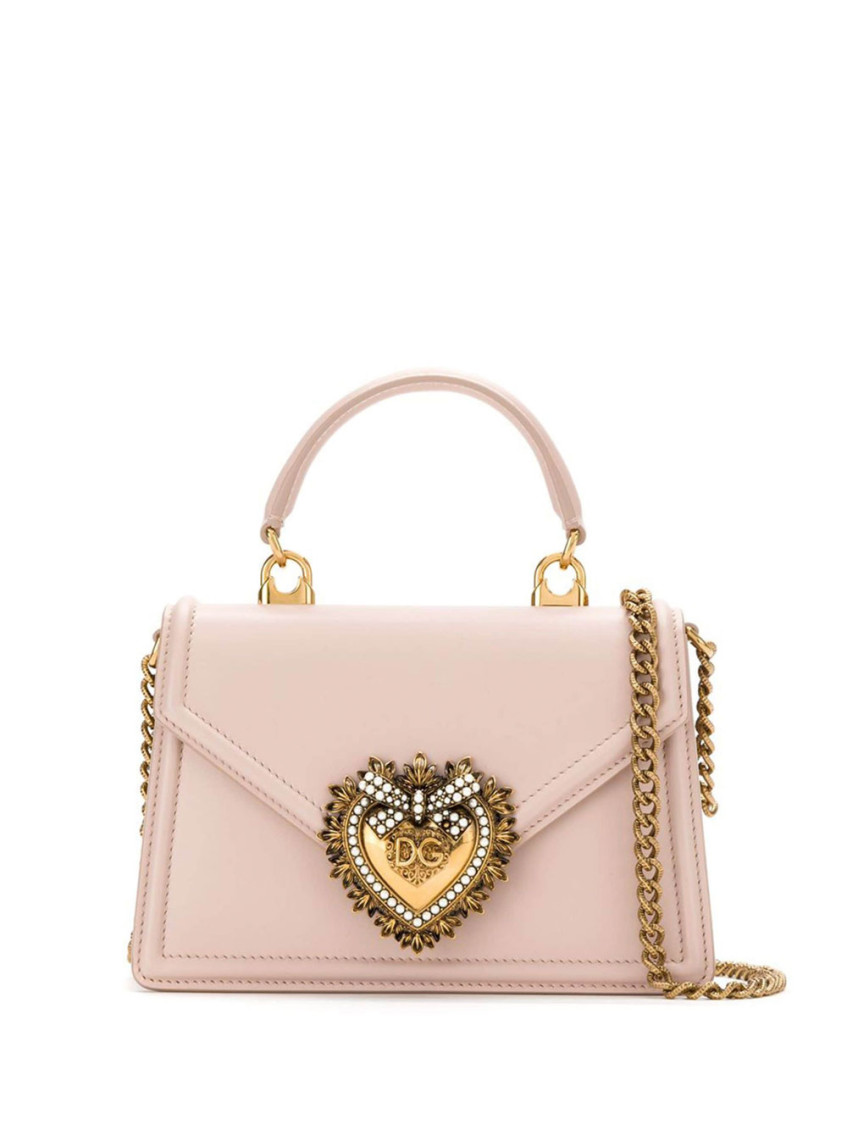DOLCE & GABBANA LIGHT PINK DEVOTION SMALL SATCHEL BAG