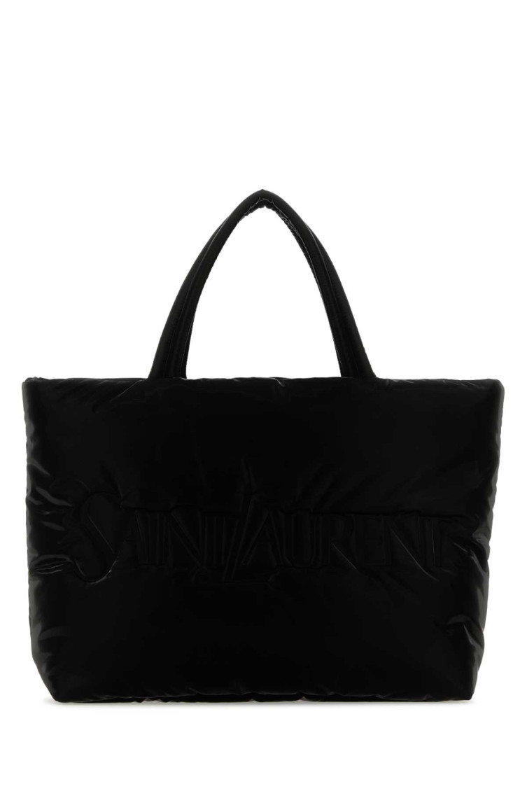 Saint Laurent Quilted Rectangular Shopping Bag With Soft Texture In Black