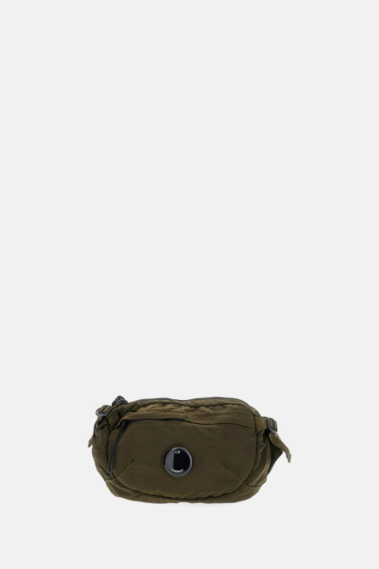 C.p. Company Functional Nylon Belt Bag With Prominent Logo In Green