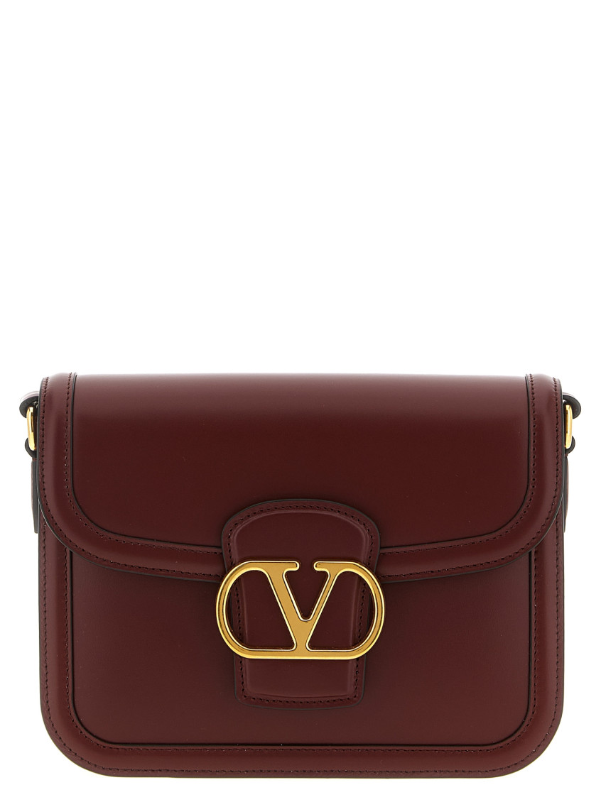 Valentino Womens Brick Ruby 9to5 Small Leather Shoulder Bag In Burgundy