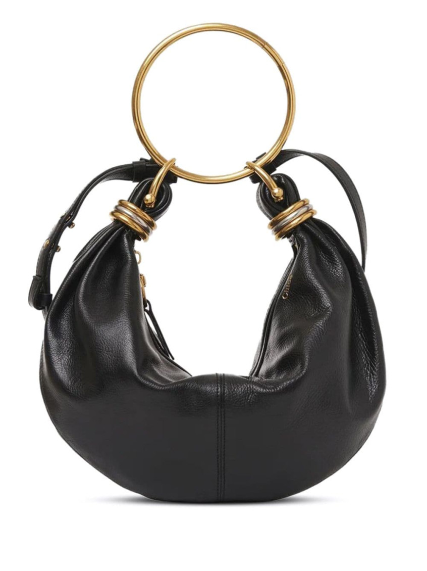 Chloé Women Small Bracelet Hobo Bag In Grained Leather In Black