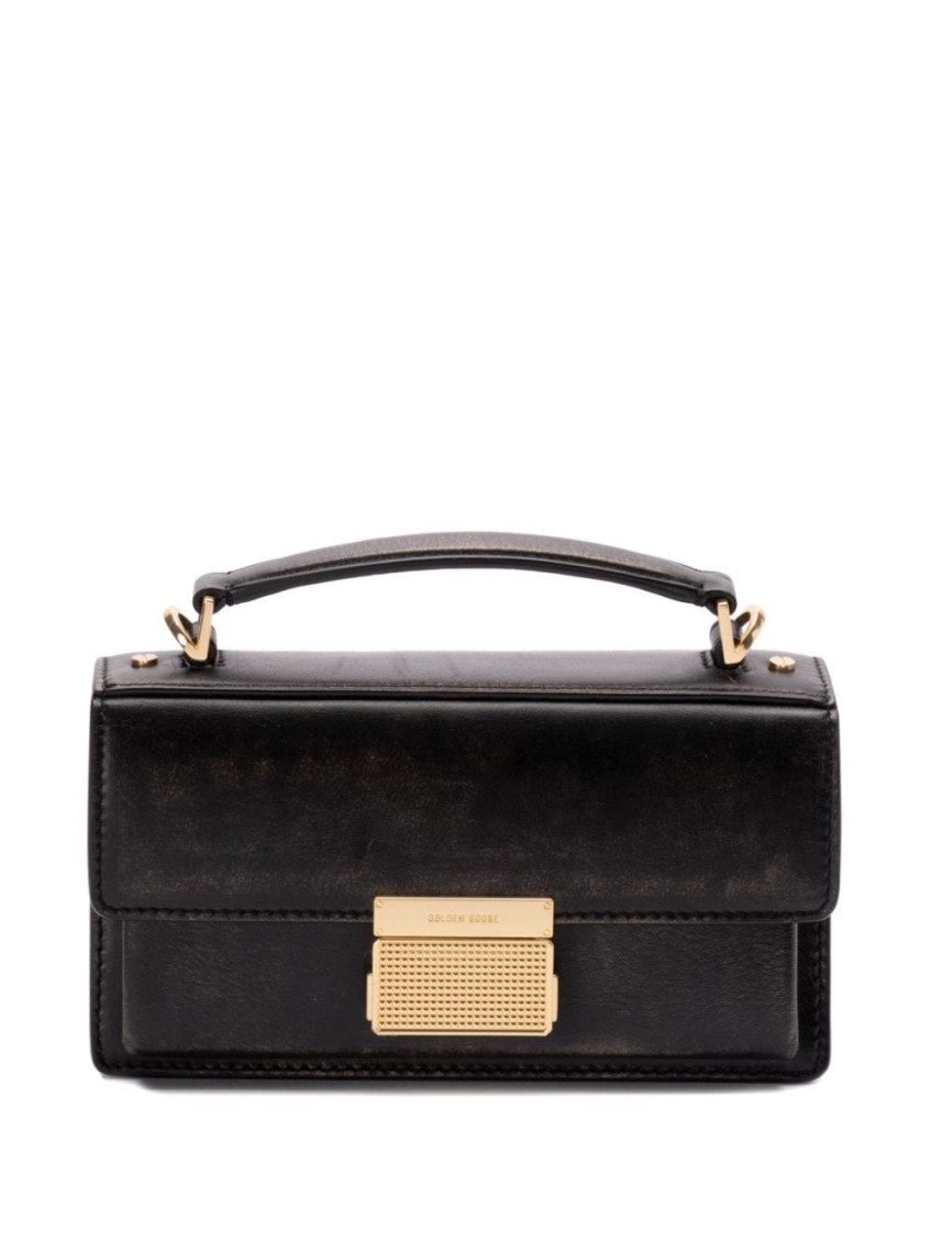 Golden Goose Venice Small Bag In Black Palmellate Leather And Gold Details In Black