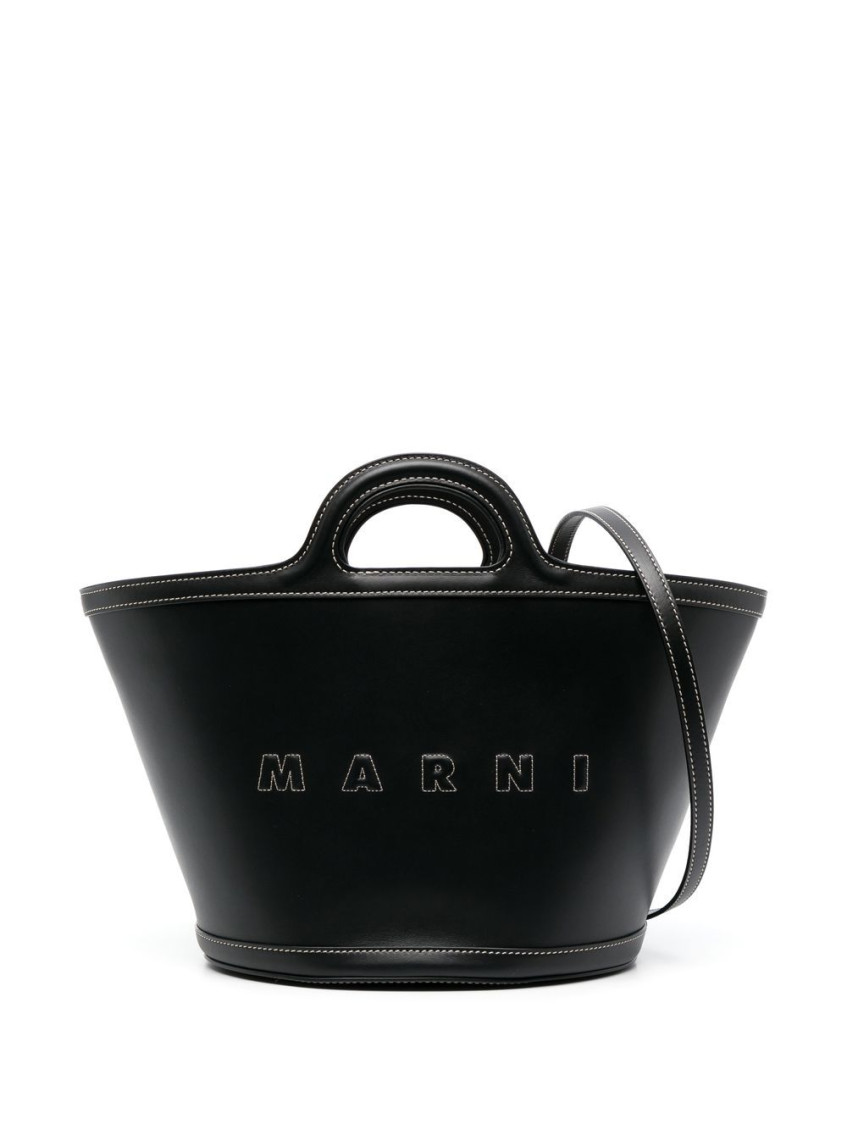 Shop Marni Black Black Tropicalia Satchel Bag