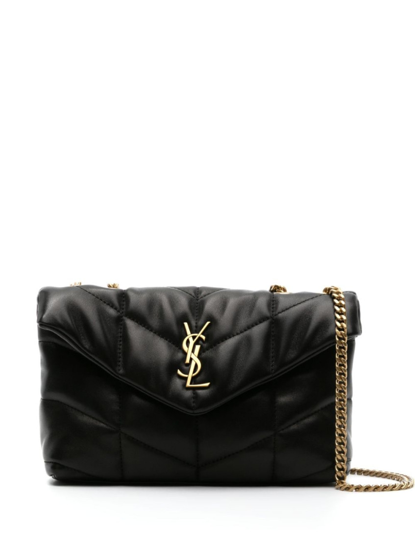 Saint Laurent Black Puffer Toy Leather Shoulder Bag In Black