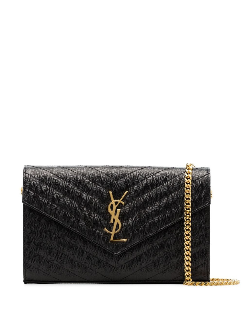 Saint Laurent Black Matelasse Calfskin Cassandre Pouch Handbag For Women In Black