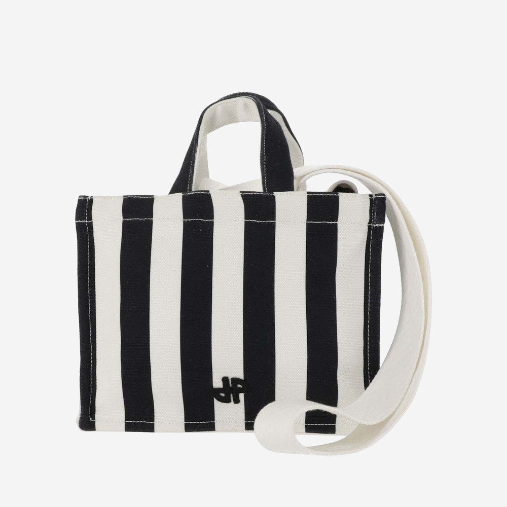 Patou Small Cotton Canvas Tote Bag With Striped Pattern In Multicolor