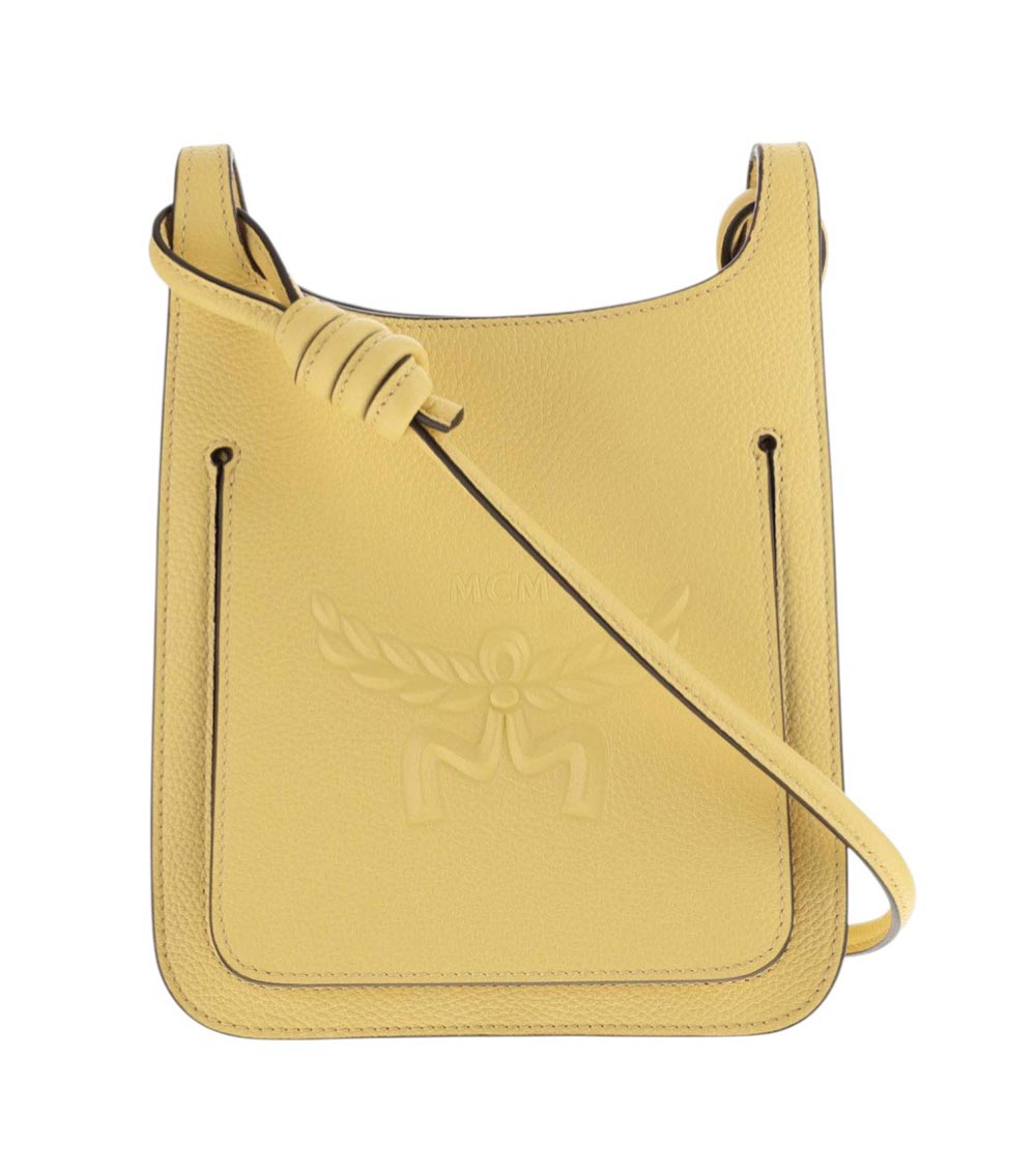 Mcm Yellow Leather Mini Himmel Hobo Crossbody Bag In Yellow