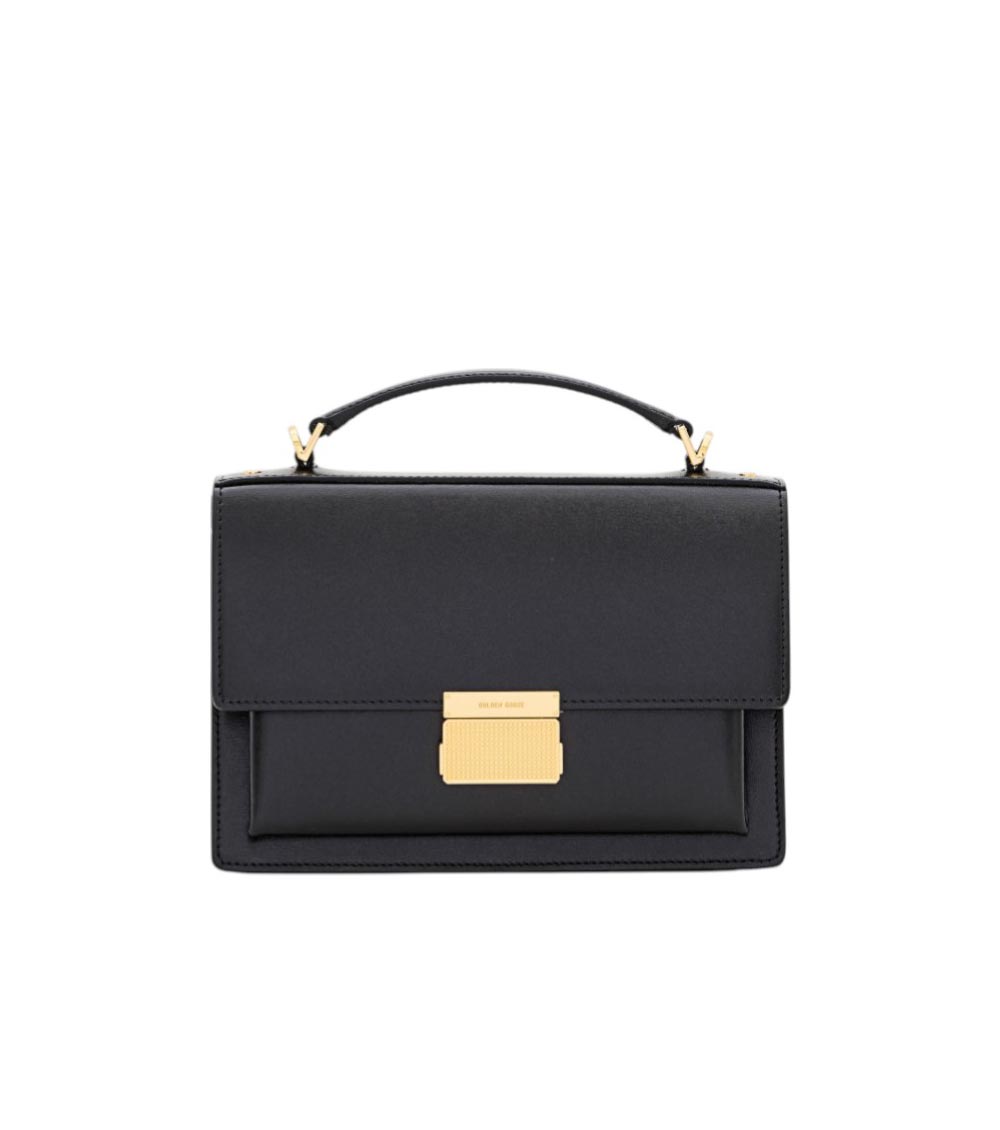Golden Goose 'venezia' Black Hand Bag With Lettering Logo And Clasp Closure In Black