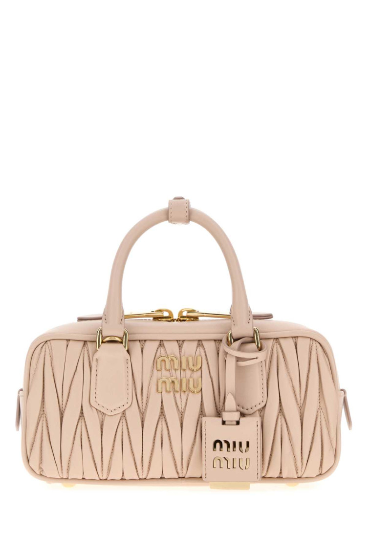Miu Miu Powder Pink Leather Arcadie Handbag In Pink
