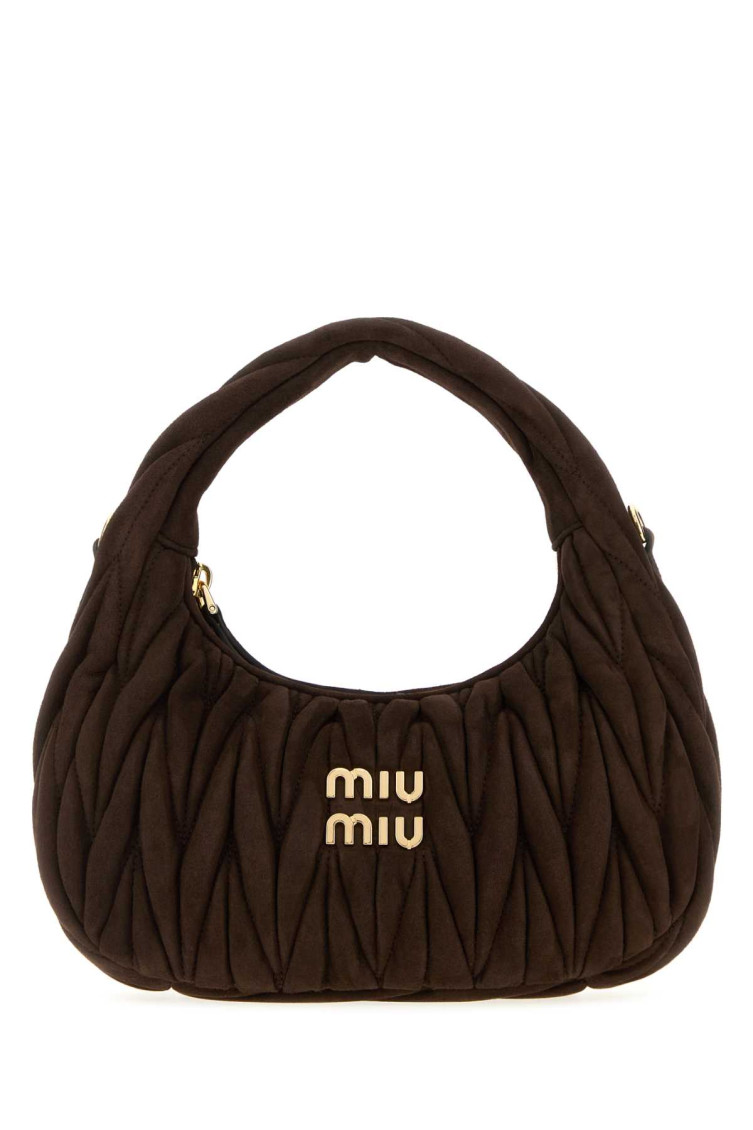 Miu Miu Women Chocolate Nappa Leather Mini Wander Handbag In Brown