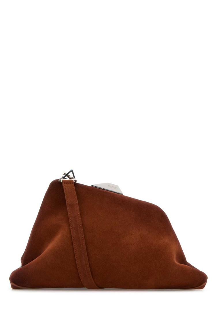 Attico Caramel Suede Day Off Clutch In Brown