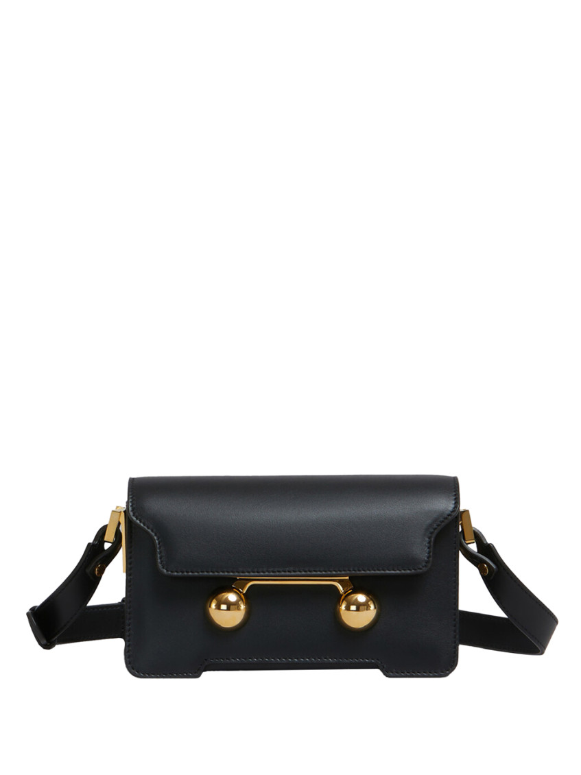 Marni Mini Trunkaroo Leather Shoulder Bag In Black