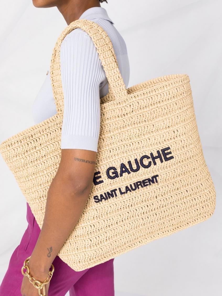 rive gauche tote in raffia