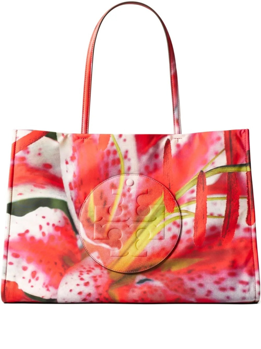 Tory Burch Red Ella Printed Large Tote In Multi
