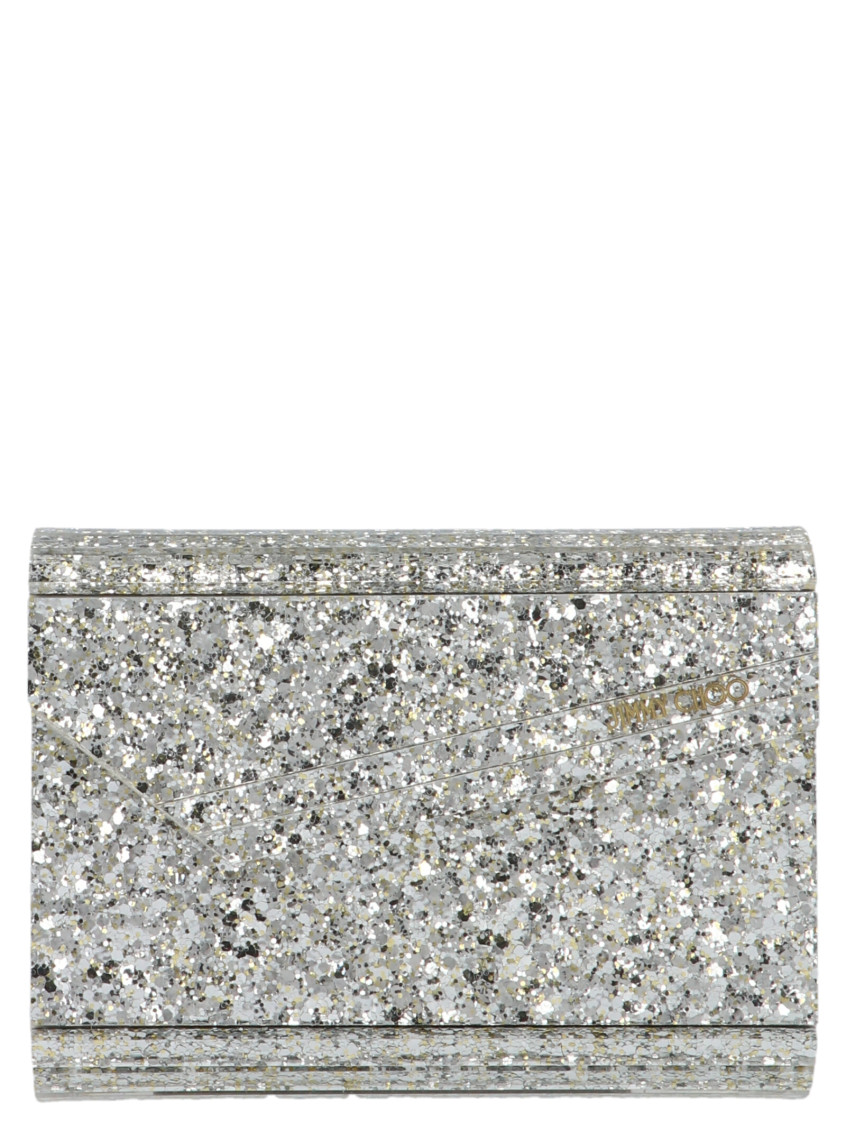 Jimmy Choo Womens Champagne Candy Glittered Clutch In Silver