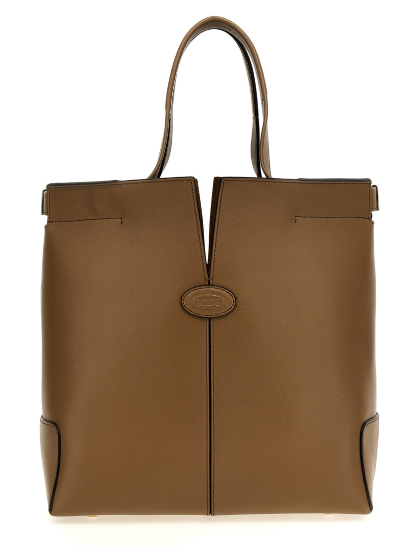 Tod's Beige Tods Di Bag Folio Tote Bag In Brown