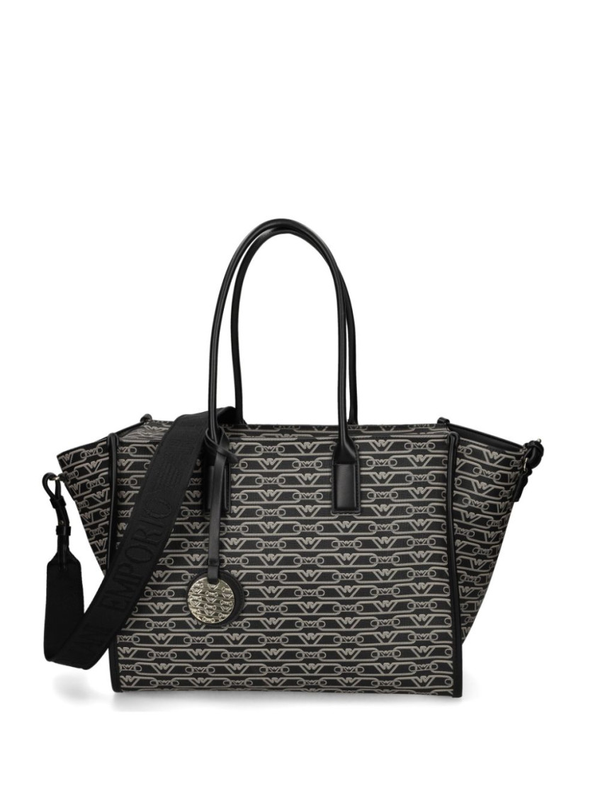Emporio Armani Jacquard-logo-motif Tote Bag In Black