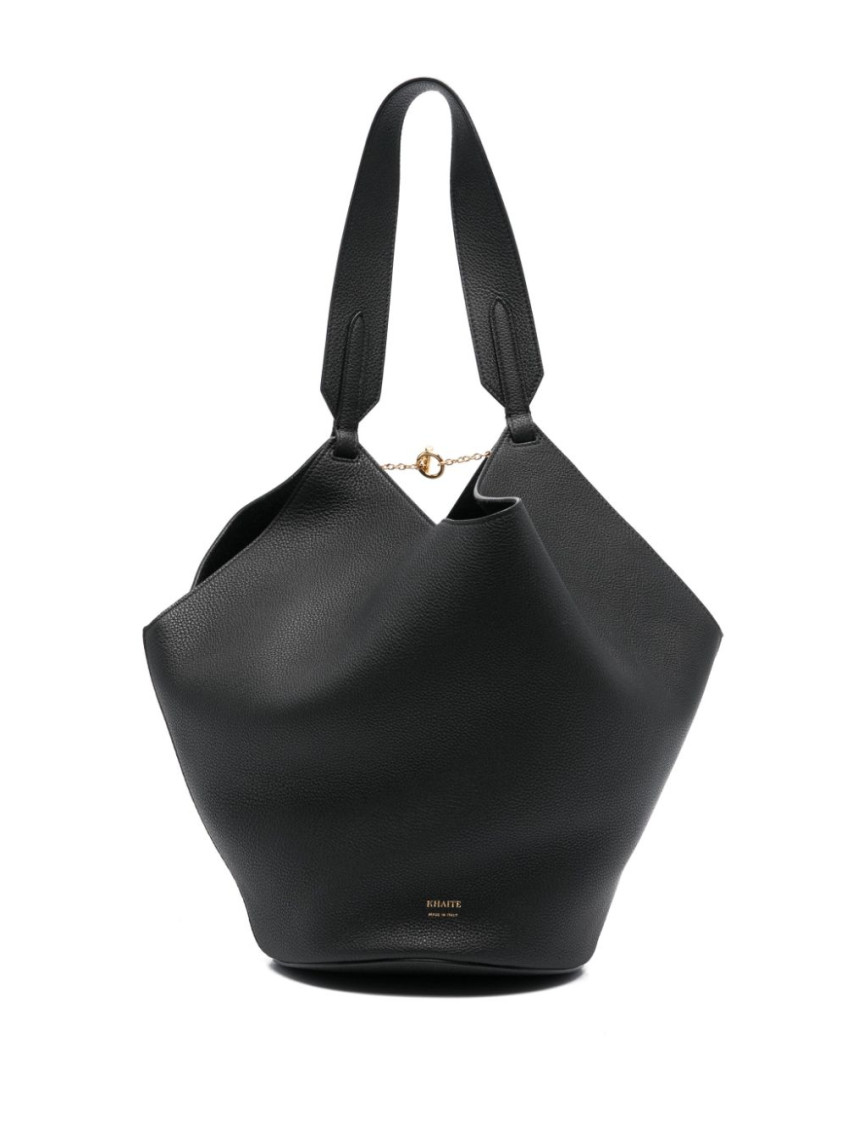 Khaite Small Lotus Leather Top Handle Bag In Black