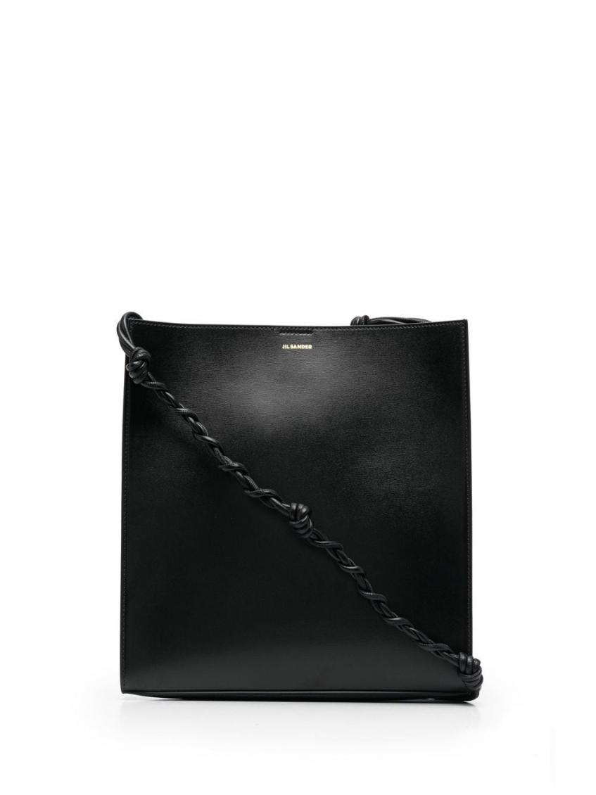 Jil Sander Black Leather Large Tangle Shoulder Bag In Black