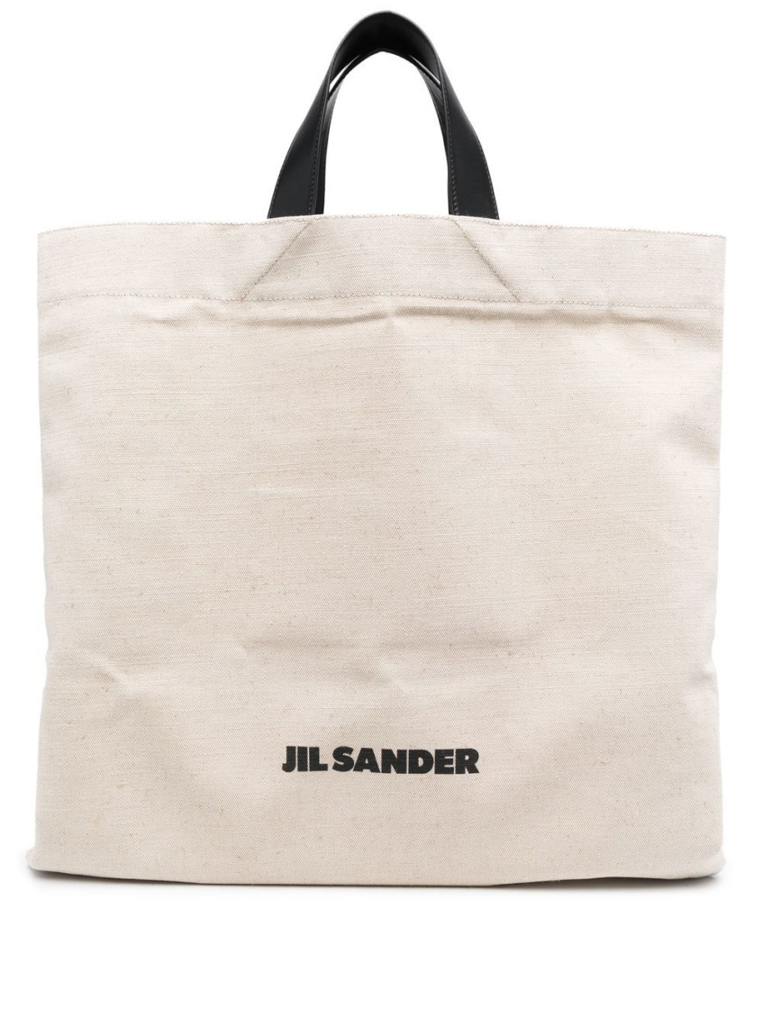 Shop Jil Sander White White Logo Large Tote