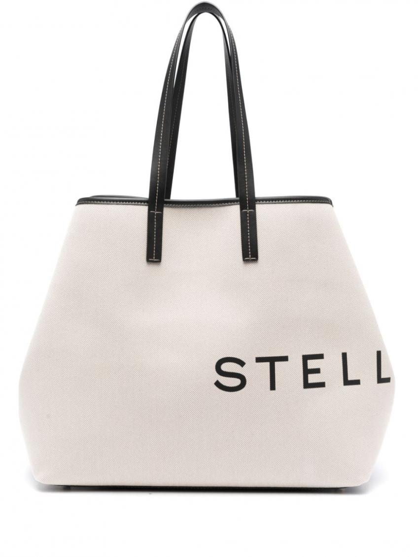 Stella Mccartney Logo-print Detachable-purse Bag In Beige