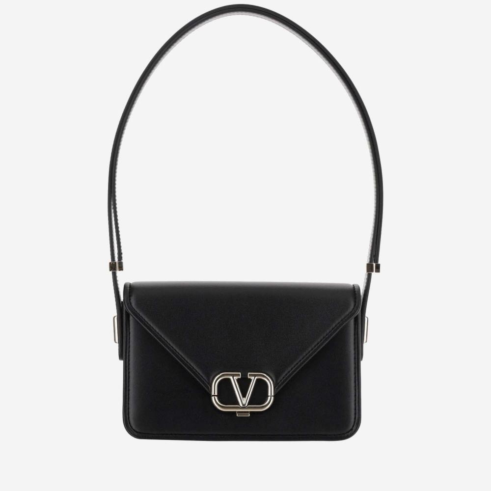 Valentino Small Letter Leather Shoulder Bag In Black