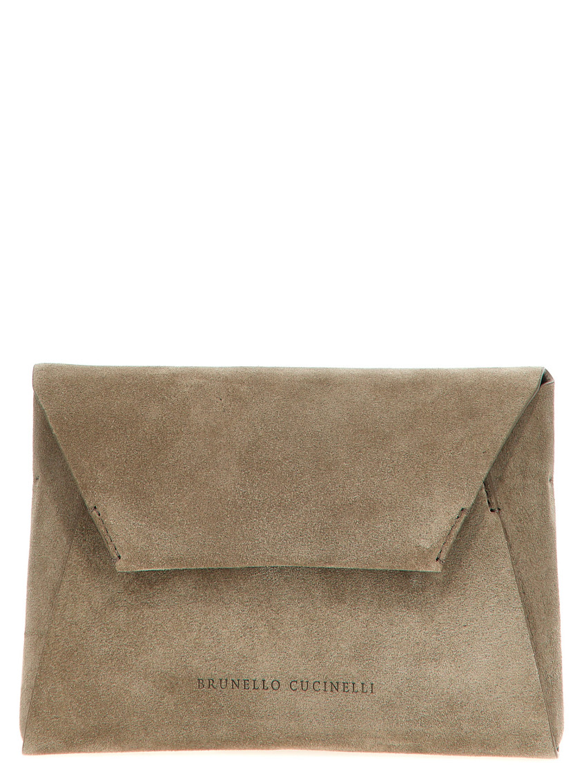 Shop Brunello Cucinelli Grey Monile Clutch