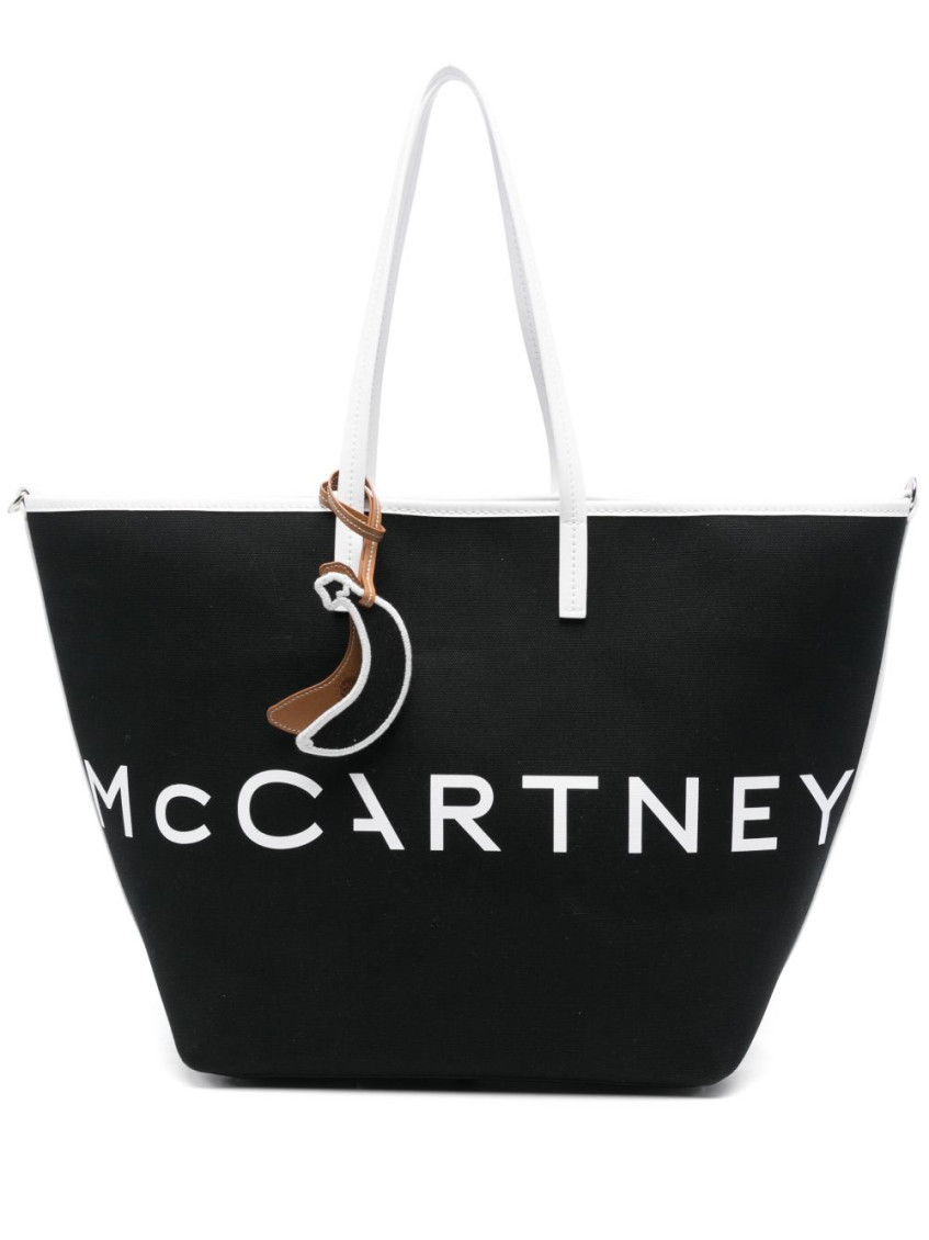 Stella Mccartney Black Logo Tote Bag In Black