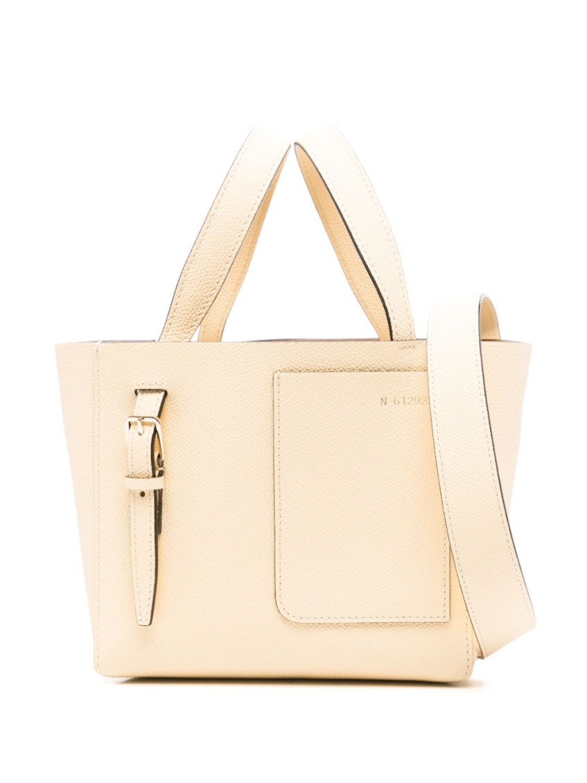 Valextra Micro Bucket Tote Bag With Adjustable Handles In Light Yellow