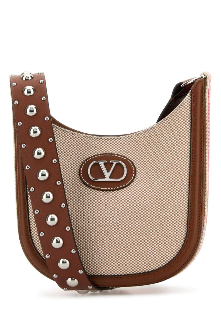 Shop Valentino Two-tone Canvas Vlogo Signature Crossbody Bag In Multicolor