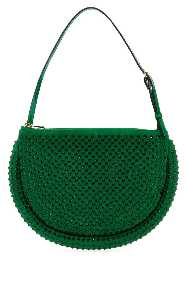 Shop Jw Anderson Green Suede Bumper-moon Shoulder Bag