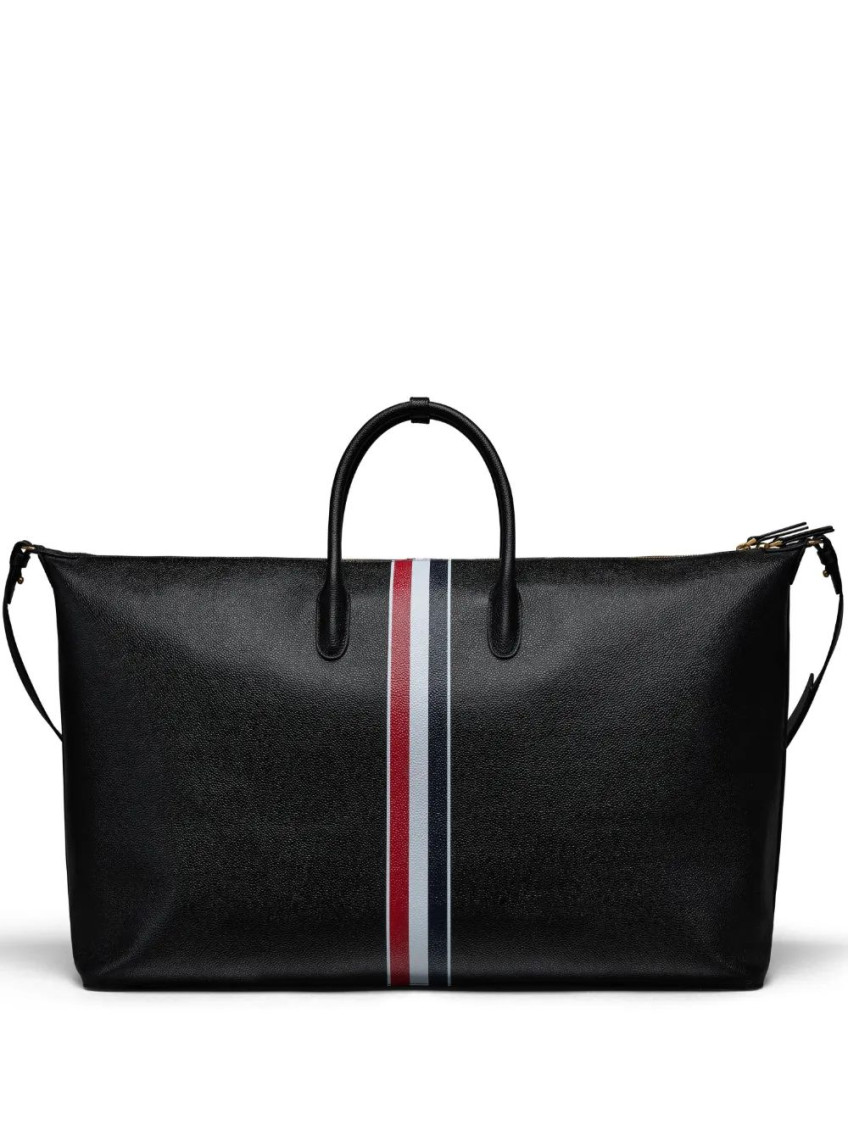 Thom Browne Black Rwb Stripe Duffle Bag