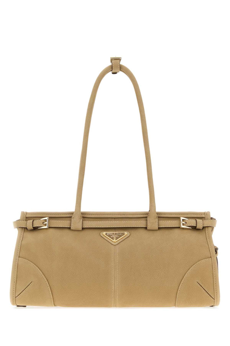 Prada Suede Shoulder Bag Rectangular Shape Buckle In Brown