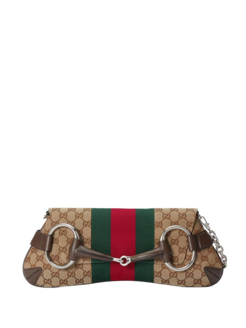 Gucci Mittelgrosse Horsebit Chain Schultertasche In Beige