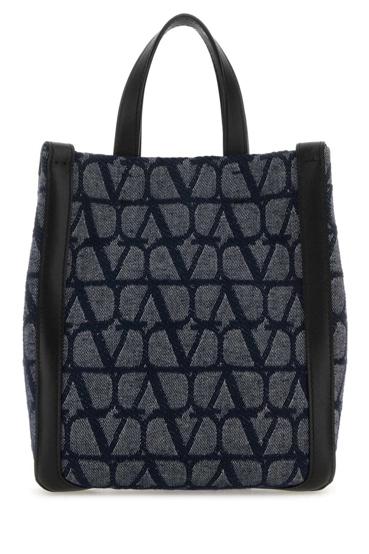 Valentino Structured Iconographe Shopping Bag In Navy Blue