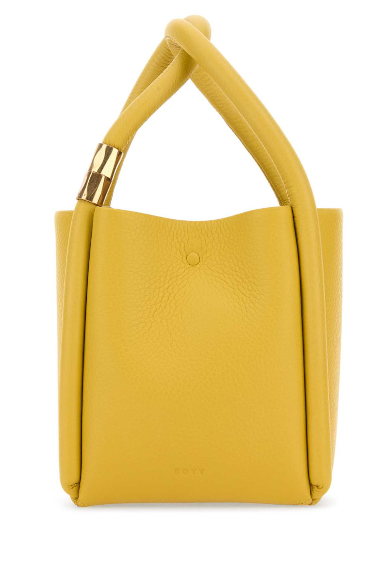Shop Boyy Mustard Leather Lotus 12 Handbag In Yellow