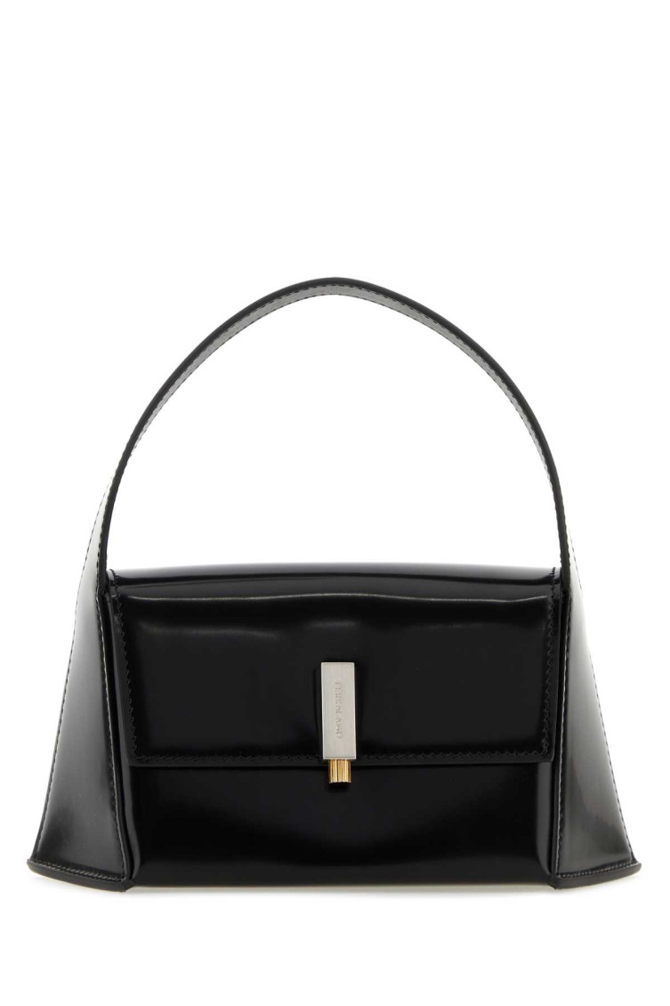 Shop Ferragamo Black Leather Mini Prisma Handbag