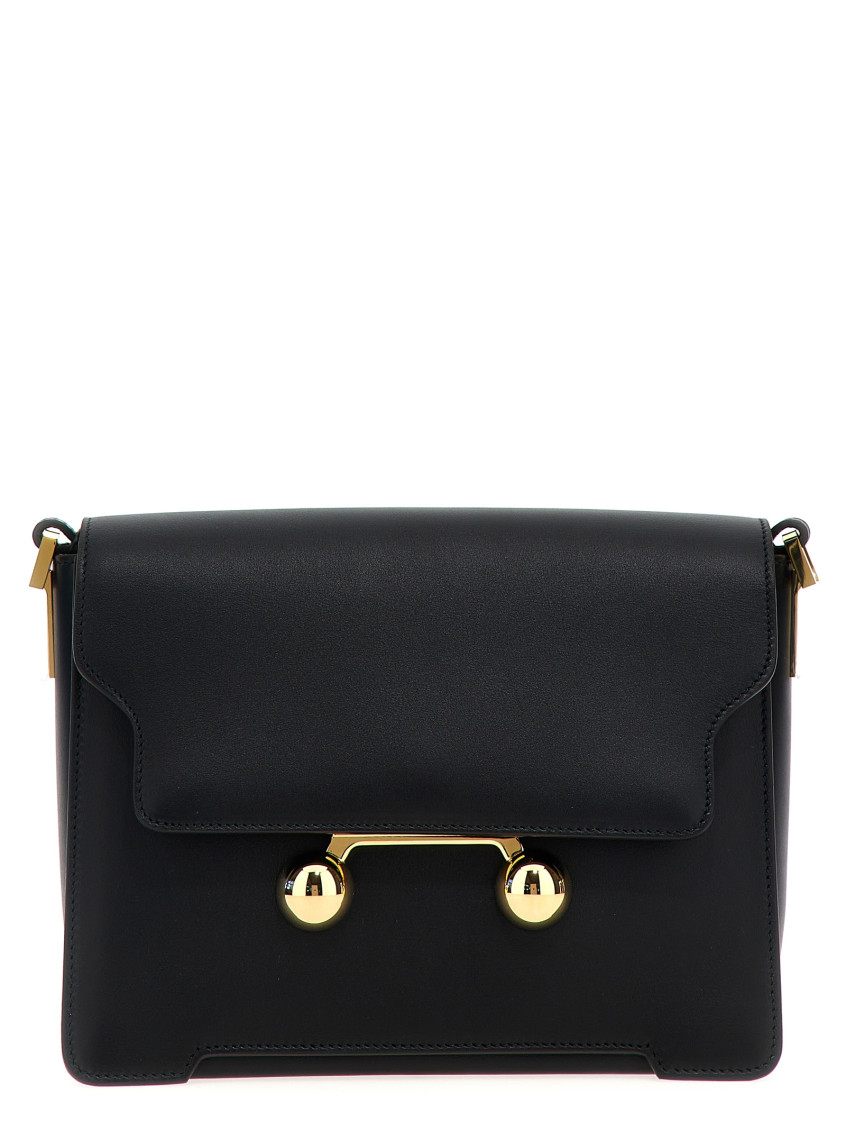 Marni Black Leather Trunkaroo Medium Shoulder Bag In Black