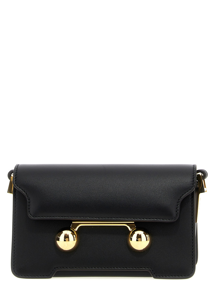 Marni Trunkaroo Rectangular Leather Shoulder Bag In Black