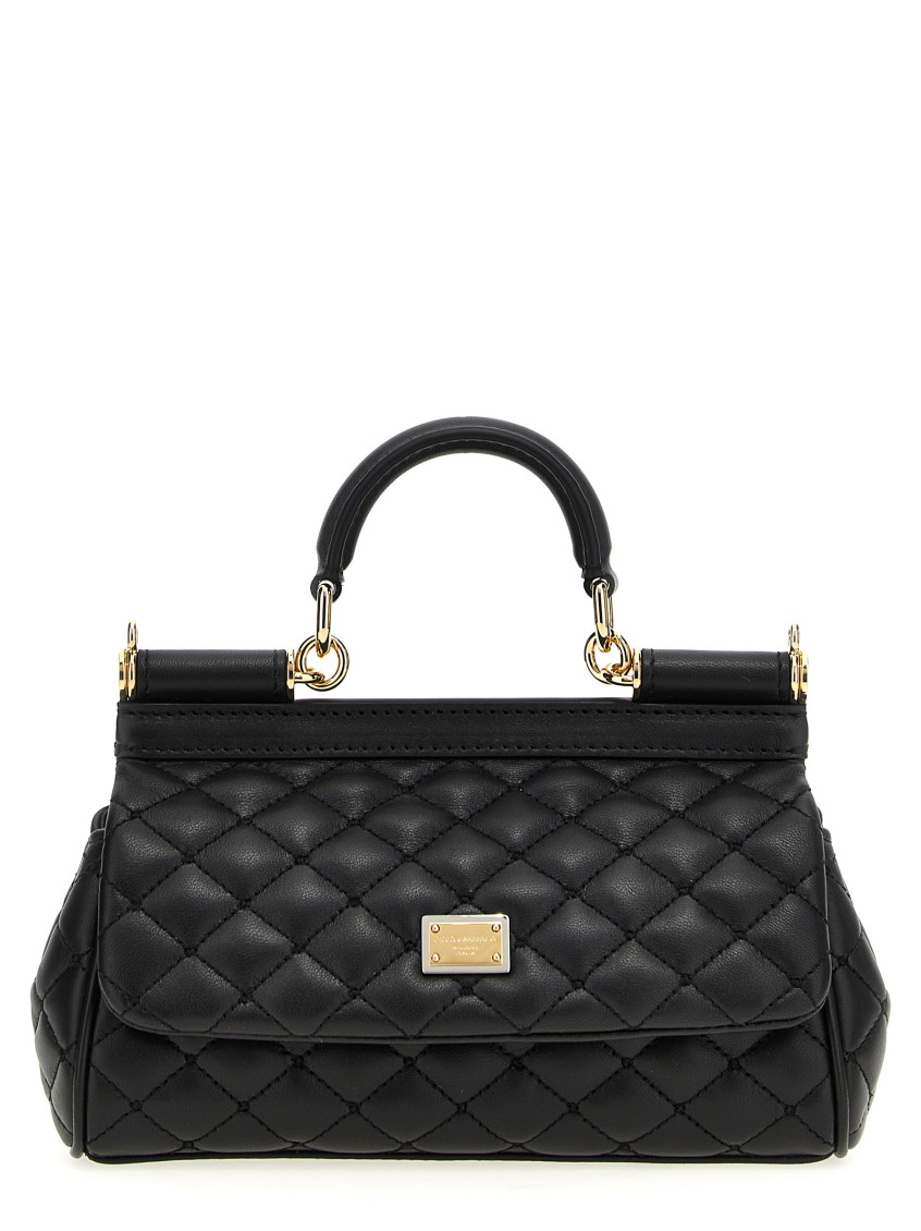Dolce & Gabbana Black Sicily Small Satchel Bag In Black