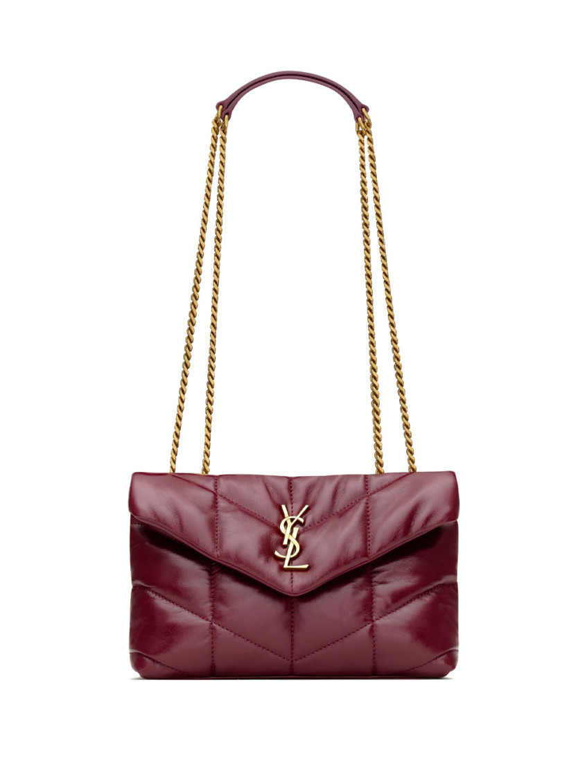 Saint Laurent Ruby Loulou Puffer Toy Crossbody Bag In Burgundy