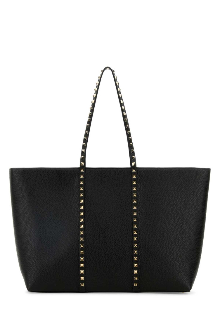 Valentino Rockstud Medium Shopping Bag In Black