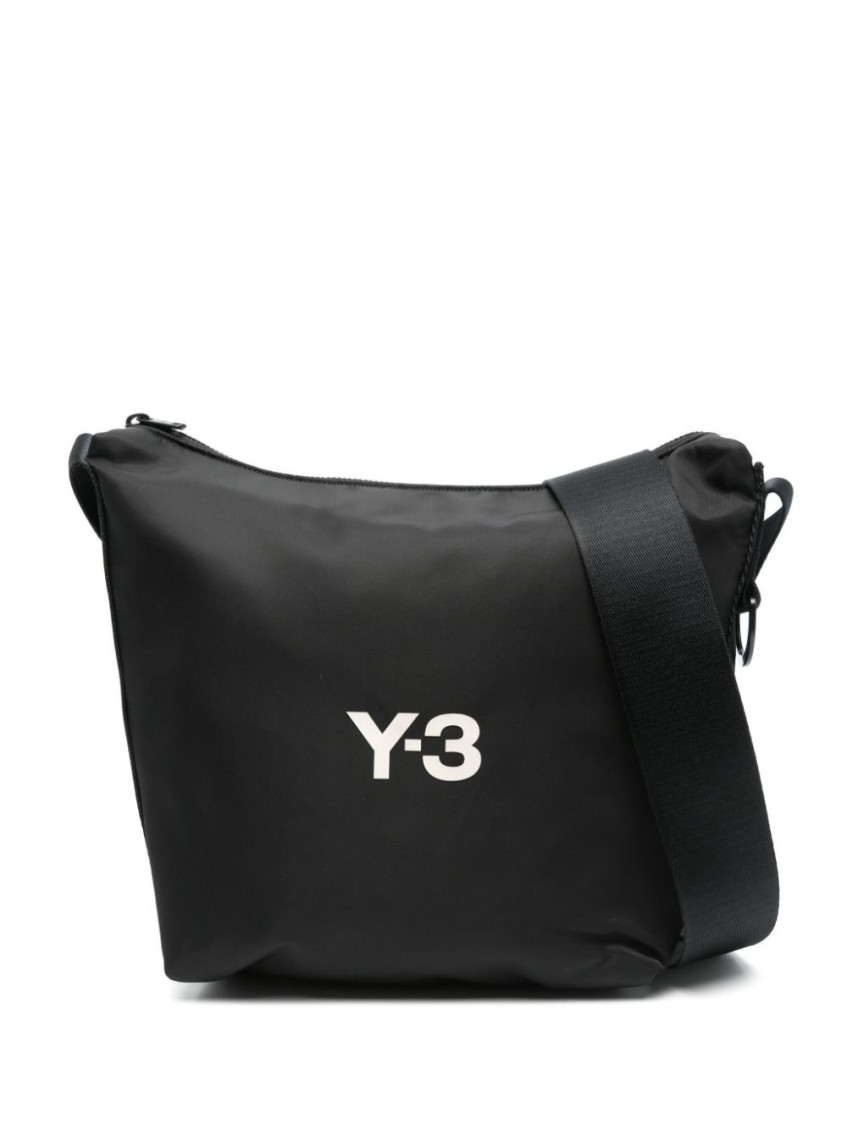 Shop Y-3 Black Logo-print Crossbody Bag